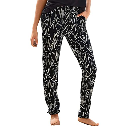 CSWH Damen Hose Blumen Weites Bein Jogginghose Freizeithose Yogahose Frauen Elegant Luftig Lounge Pants Hausehose Trainingshose Female Stoffhose Wanderhose Sporthose mit Taschen von CSWH