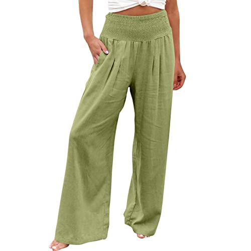 CSWH Jogginghose Damen Einfarbig Weites Bein Hose Freizeithose Yogahose Frauen Elegant Luftig Lounge Pants Hausehose Trainingshose Female Stoffhose Wanderhose Sporthose mit Taschen von CSWH