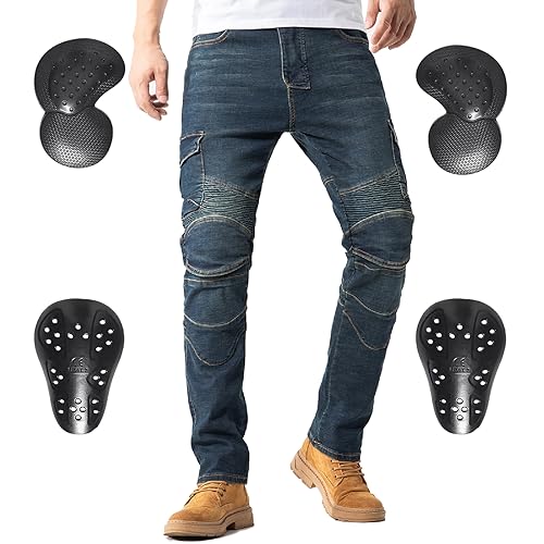 CTBQiTom Morradhose Herren Motorrad Hosen Motorrad Jeans Motorradhose Jeans Gepanzert mit CE Rüstung,Blau 38W/31L von CTBQiTom