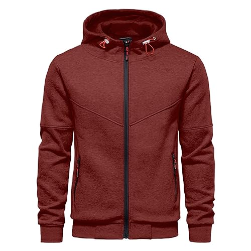 CTU Herren Hoodies Sweatshirts Jacken Langarm Fleece Zip Up Hoodies für Männer S-4XL, rot, XXL von CTU