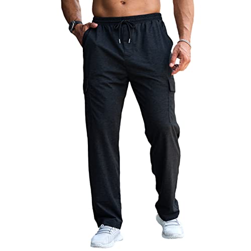 Herren-Cargo-Jogginghose, lässig, elastische Taille, Trainingshose für Herren, Größe M-4XL, Schwarz , 36-41 von CTU