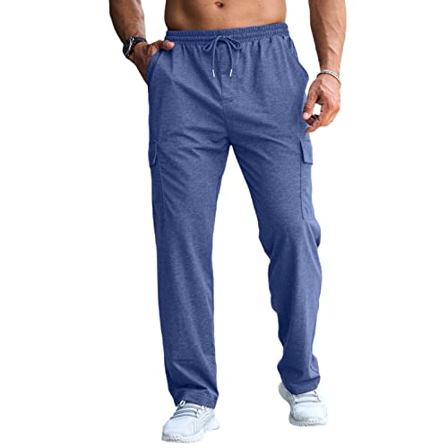 Herren-Cargo-Jogginghose, lässig, elastische Taille, Trainingshose für Herren, Größe M-4XL, blau, 31-35 von CTU