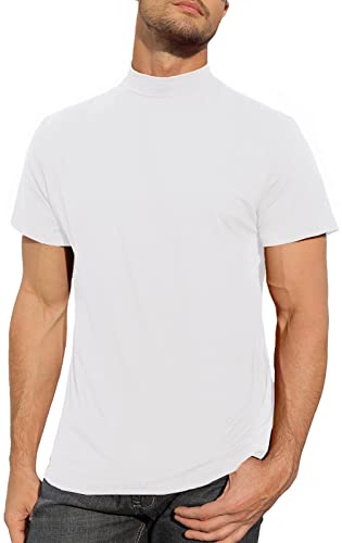 Herren-T-Shirt, Rollkragen, Baumwolle, schmale Passform, einfarbiges Oberteil, 1 weiß, 3XL von CTU