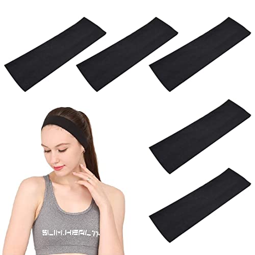 CUHZA 5 Stück Sport Stirnbänder, Schweißbänder Haarband, Rutschfeste Haarband Sportliche Stirnband, Feuchtigkeit Wicking Schweißband für Jogging Yoga Radfahren Fitness für Damen Herren von CUHZA