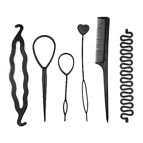 CUHZA 6PCS Haarstyling-Zubehör, Haar Flechtwerkzeug, Haarknoten Braid Maker,Haar Zubehör Styling Set, Hair Loop Tool Kit DIY Style Mädchen Frauen Frisurenhilfe Band Spiral Flechten für Haarspangen von CUHZA