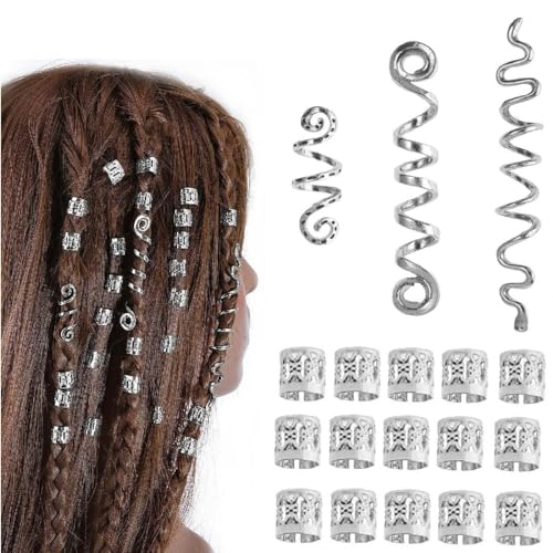 CUHZA Dreadlocks Schmuck Haarspiralen Clips, 18 Stück Verstellbar Metall Cuffs Haar Flecht Perlen Dreadlocks Perlen Haarschmuck Braids Haar Dreadlocks Zubehör Für Frauen Männer Zöpfe Dekoration von CUHZA