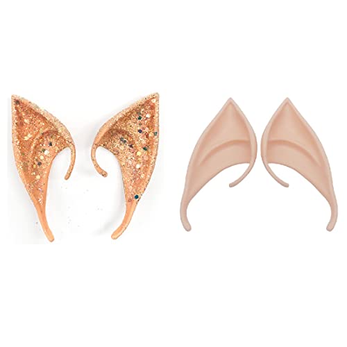 CUHZA Elf Ears Cosplay, Elfenohren, 2 Paar Weiche Elfenohren, Elf Ears Latex Elfenohren Elfenkostüm Feenohren Cosplay Ohren Cosplay Halloween Elfen Cosplay Zubehör Halloween Partydekorationen Zubehör von CUHZA