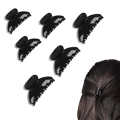 CUHZA Kunststoff Haar Klaue Clips, Kleine Haarklammern, Mini Haarklammer, Vintage Einfache Rutschfest Haarspangen, Haarnadel Dicke Haare Klaue Klammern Zubehör für Frauen Mädchen, Schwarz von CUHZA