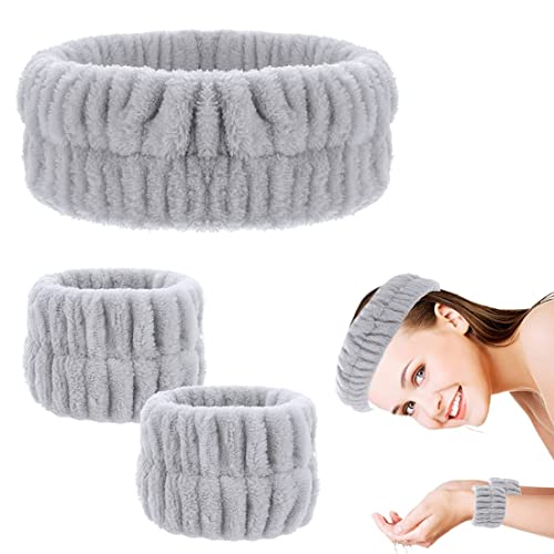 Stirnband Schminken, Haarband für Make Up, Spa Gesicht Stirnband Handgelenk Spa Waschband, Damen Kosmetisches Stirnband Elastische Korallen Fleece Haarbänder für Waschen Gesicht Spa Yoga Sport Beauty von CUHZA