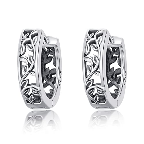 Blatt Ohrringe Sterling Silber Vintage Filigrane Creolen Kleine Creolen Schmuck Geschenke für Frauen Mädchen von CUPENDA