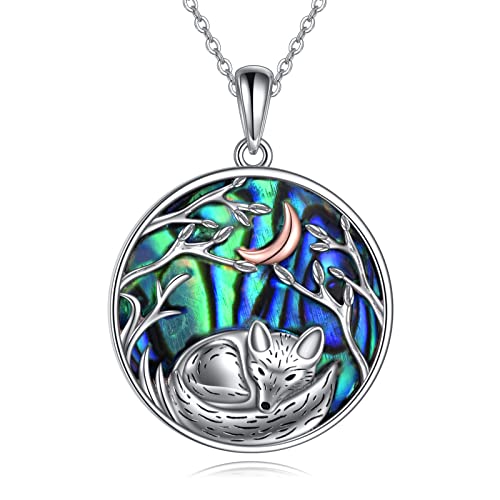 CUPENDA Fuchs Halskette 925 Sterling Silber Schlaffuchs Abalone Muschel Anhänger Tier Schmuck Graduierung Geschenke für Frauen von CUPENDA