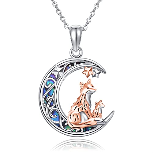 CUPENDA Fuchs Halskette Sterling Silber Fuchs Mutter Kind Anhänger niedliches Tier Schmuck Geschenke für Frauen von CUPENDA