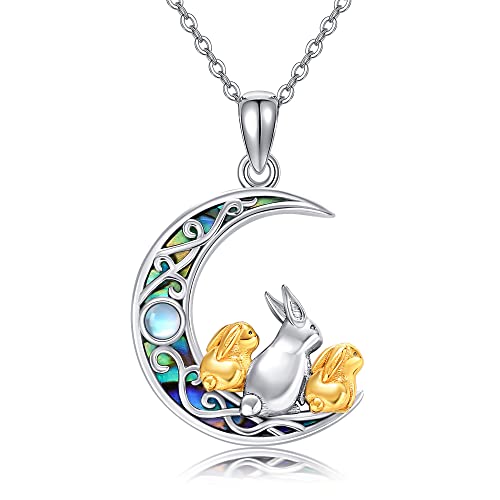 CUPENDA Häschen Halskette Sterlingsilber Kaninchen Mutter Tochter Halskette für Frauen Tierschmuck Geschenke für Frauen von CUPENDA