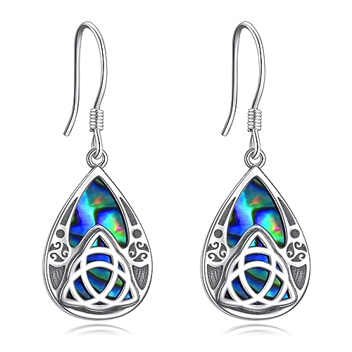 CUPENDA Keltische Knoten Ohrringe Sterling Silber Keltische Ohrhänger mit Abalone Muschel Irischer Schmuck Geschenke für Frauen von CUPENDA