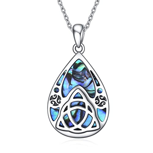 CUPENDA Keltischer Knoten Halskette 925 Sterling Silber Irisches Glück Anhänger Abalone Muschel Schmuck Geschenken für Frauen von CUPENDA