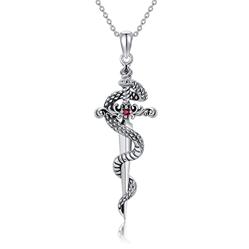 CUPENDA Schwert Schlange Halskette Sterling Silber Schlange Anhänger Halskette Gotische Schlange Schmuck Geschenke für Frauen Mädchen von CUPENDA
