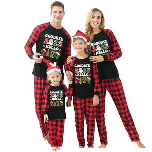 Damen Weihnachten Sweatshirt lange Ärmel Schlafanzüge Weihnachtsdruck Rundhals Weihnachten Familien Weihnachtspyjama Christmas Pyjama Plaid Family Set Nachtwäsche Outfit Winter Weihnachtsstil 09 von CUPOOD