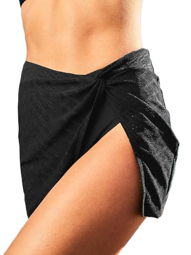 CUPSHE Damen Bikinirock Twist High Waist Bikinihose Baderock mit Innenslip Hotpants Bikini Unterteil Schwarz M von CUPSHE