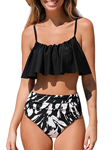 CUPSHE Falbala-Bikini für Damen, hochtailliert, Medium von CUPSHE