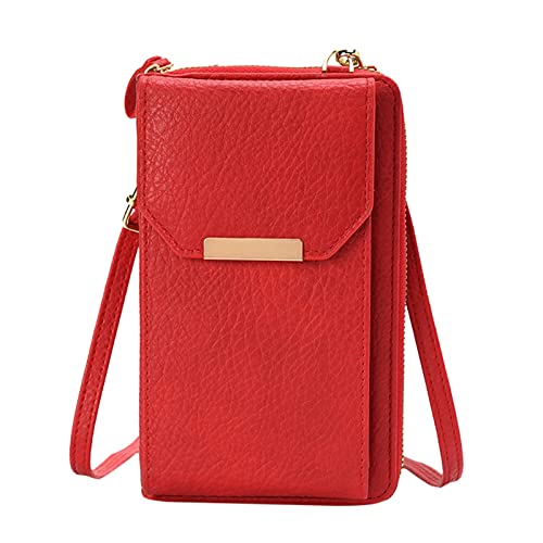 CUTeFiorino Ärmellose Weste Mit Vielen Taschen PU-Handytasche mit großer Kapazität, Damenhandtasche, einzelner Reißverschluss, vertikale Umhängetasche, Handy, Frauen, kleine Tasche (RD1, One Size) von CUTeFiorino