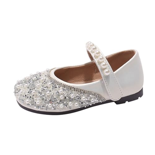 CUTeFiorino Antirutsch Schuhe Baby Mädchen-Kleidschuhe, niedliche Schleife, Mary-Jane-Schuhe, Ballerina mit Satin-Knöchelband, für Hochzeit, Geburtstag, Party Baby Flip Flops (Beige, 31 Little Child) von CUTeFiorino