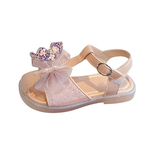 CUTeFiorino Baby Lauflernschuh Mädchen Sommer Mode Strass Schmetterling Weichen Boden Baotou Prinzessin Sandalen Bequeme Rutschfeste Strandschuhe Baby Sommer Schuhe (Pink, 25 Toddler) von CUTeFiorino