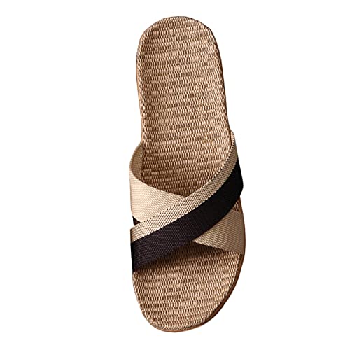 CUTeFiorino Badeschlappen Herren Leinen Gewebte Badesandalen Herren 44 Summer Linen Slippers Home Slippers Cotton And Linen Home Anti Slip Thick Soles Men Slippers von CUTeFiorino