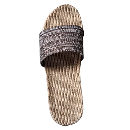 CUTeFiorino Badeschlappen Herren Leinen Gewebte Badesandalen Herren 44 Summer Linen Slippers Home Slippers Cotton And Linen Home Anti Slip Thick Soles Men Slippers von CUTeFiorino