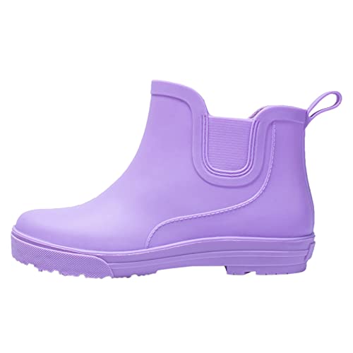 CUTeFiorino Business Schuhe Damen Flach Regenstiefel Damen rutschfest abnehmbar mit Baumwolle innen Regenstiefel Outdoor Gummi Wasserschuhe Schuhe Festlich Damen (Purple, 37) von CUTeFiorino
