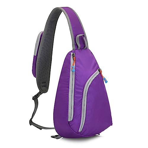 CUTeFiorino Damen Taschen Groß Bunte Riemen Männer Frauen Outdoor Umhängetasche Einfarbig Reißverschluss Einzelne Schulter Umhängetasche Freizeit Sport Tasche Bergsteigen Reisen (Purple, One Size) von CUTeFiorino