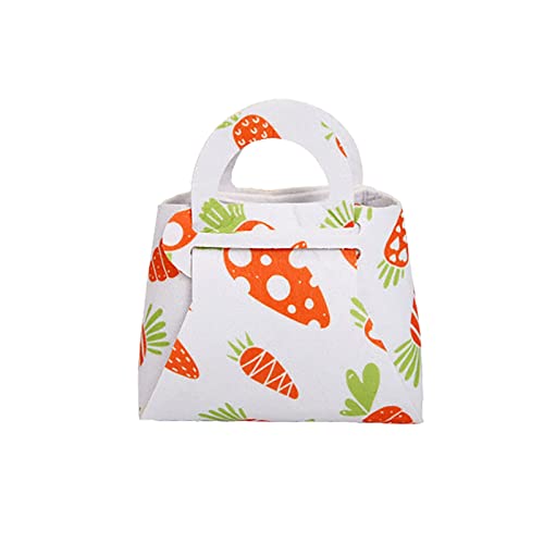 CUTeFiorino Damen Wintermantel Gefütterte Taschen Ostern-Kaninchen-Handtaschen-Handgemachte Süßigkeits-Taschen-nicht gewebte Karotten-Druck-Geschenk-Tasche Taschen Ständer (A, One Size) von CUTeFiorino