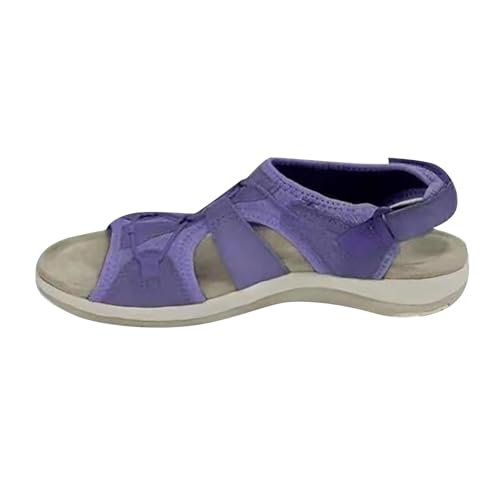 CUTeFiorino Damenschuhe Plateau Sneaker Sommer-Damen-Sandalen mit rundem Zehenbereich, atmungsaktiv, lässig, übergroß, Strandsandalen mit flachem Boden Damenschuhe Pumps Schwarz Riechen (Purple, 44) von CUTeFiorino