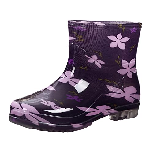 CUTeFiorino Damenschuhe Sneaker Schwarz Top Rubber Baby Boots Wasser Damen Regenstiefel Pvc Regenfester Schuh Damenschuhe Gelb 40 (Purple, 37) von CUTeFiorino