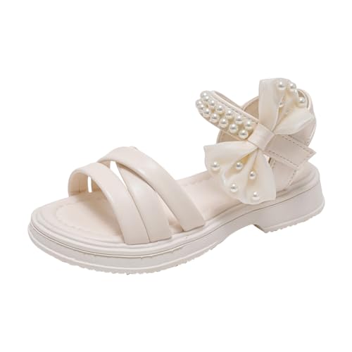 CUTeFiorino Elefanten Sandalen Mode Frühling Sommer Zehe einfarbig Schleife Kinder Freizeitschuhe Sandalen Kinder 24 (White, 32 Big Kids) von CUTeFiorino