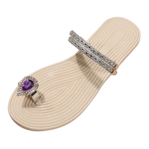 CUTeFiorino Frauen Hausschuhe Flache Zehen Hausschuhe Strass Hausschuhe Mode Strand Sandalen Fitness Schuhe Damen (Purple, 39) von CUTeFiorino