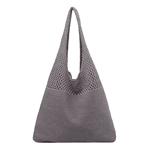 CUTeFiorino Garten Taschen Damen Frühjahr/Sommer Retro hohl gestrickte Handheld One Shoulder Weste Tasche Arbeitsgürtel Herren Mit Taschen (Dark Gray, One Size) von CUTeFiorino