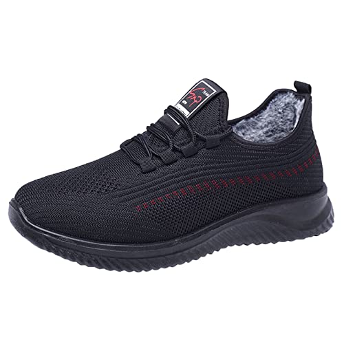 CUTeFiorino Gelbe Schuhe Herren Herrenschuhe mit Samt und dicken Sohlen Baumwollschuhe Herren Freizeitschuhe Warme rutschfeste Schnee Freizeitschuhe Herren Schuhe Winter Stiefelette (Red, 43) von CUTeFiorino