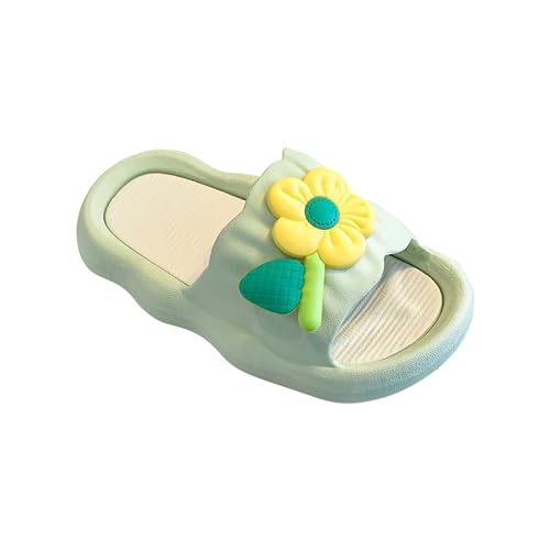 CUTeFiorino Hausschuhe Für Mädchen 22 Mädchen Sommer Prinzessin Blumen rutschfeste weiche Unterseite draußen tragen Sandalen Hausschuhe Mädchen Flache Hausschuhe (Green, 25 Toddler) von CUTeFiorino