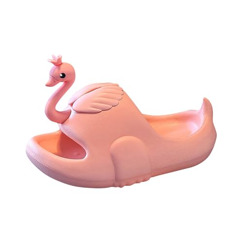 CUTeFiorino Hausschuhe Kinder Mädchen 27 rutschfeste Sandalen-Hausschuhe für, Mädchen und, Cartoon-Schwan im Badezimmer Hausschuh 28 (Pink, 29 Little Child) von CUTeFiorino
