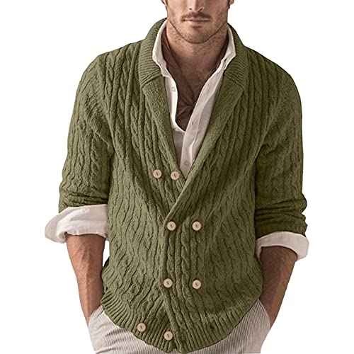 CUTeFiorino Herren Cardigan Langarm Strickpullover Mode Business Strickjacke Hatlos Trachtenpullover Knopfleiste Pullover für Herren Herren Sweatjacke Stehkragen Cardigan Herren Lang Kapuze von CUTeFiorino