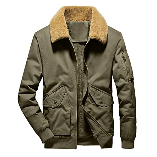 CUTeFiorino Herren Jacke Slim Fit Baumwolle Militär Jacke Herbst-Winter Übergangsjacke Mode Bomberjacke Zip Off Tasche Pilotenjacke Herren Winterjacke Atmungsaktiv Wärme Sportjacke S-XXL von CUTeFiorino