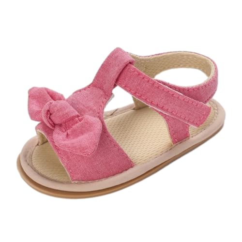 CUTeFiorino Kids 35 Baby Mädchen Sandalen Rüschen Schleife Premium Weiche Sohle Anti-Rutsch Offene Spitze Atmungsaktive Sommer Outdoor Flache Schuhe Für Den Sommer Kids 35 (Hot Pink, 19 Infant) von CUTeFiorino