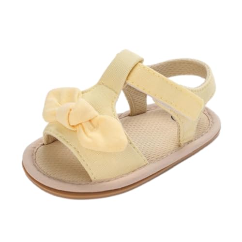 CUTeFiorino Kids 35 Baby Mädchen Sandalen Rüschen Schleife Premium Weiche Sohle Anti-Rutsch Offene Spitze Atmungsaktive Sommer Outdoor Flache Schuhe Für Den Sommer Kids 35 (Yellow, 20 Infant) von CUTeFiorino