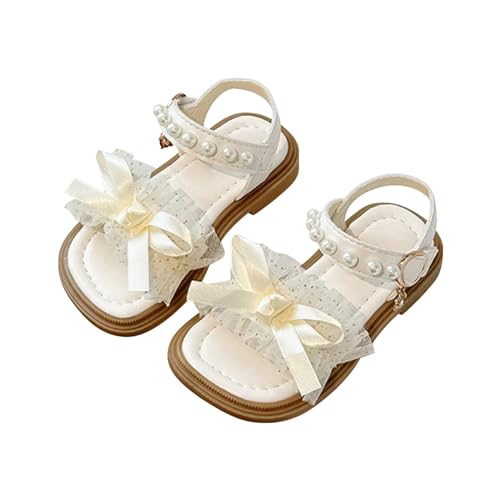 CUTeFiorino Kinder 36 Mädchen Sandalen Sommer Für Kinder Tragen Strand Schuhe Perle Weiche Sohle Eva 38 (Beige, 27 Little Child) von CUTeFiorino