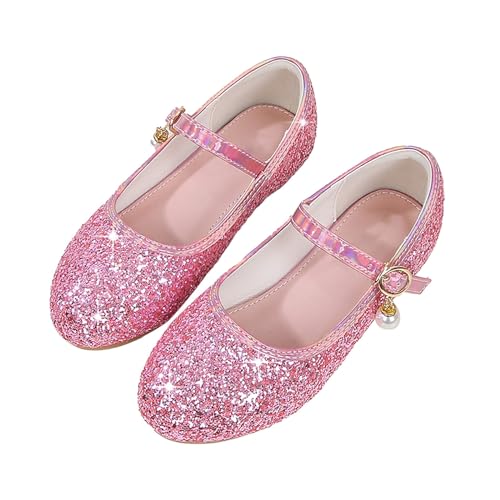 CUTeFiorino Kinder 38 Blumenmädchen Kleid Schuhe Kleinkind Kinder Hochzeit Party Low Heel Mary Jane Schuhe Glitzer Flache Schuhe Schuhe (Pink, 26 Toddler) von CUTeFiorino