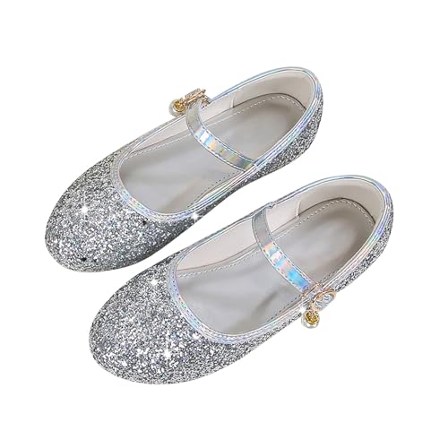 CUTeFiorino Kinder 38 Blumenmädchen Kleid Schuhe Kleinkind Kinder Hochzeit Party Low Heel Mary Jane Schuhe Glitzer Flache Schuhe Schuhe (Silver, 26 Toddler) von CUTeFiorino