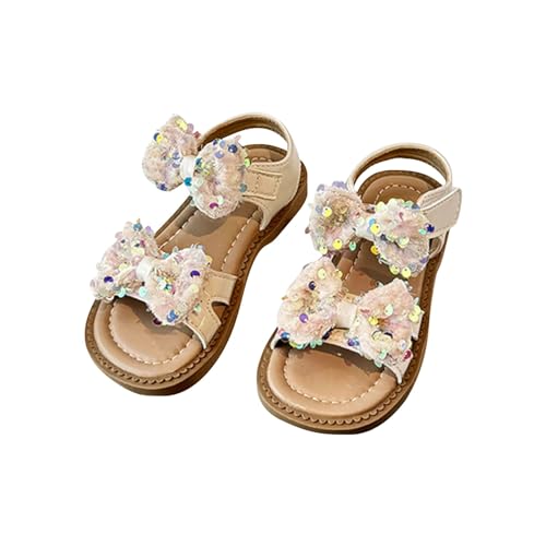 CUTeFiorino Kinder Sandalen Mädchen Pailletten Sandalen Sommer für Kinder tragen Strandschuhe Perle weiche Sohle Sandalen Jungs 35 (Beige, 5.5-6 Years) von CUTeFiorino