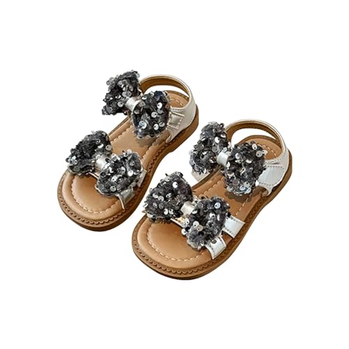 CUTeFiorino Kinder Sandalen Mädchen Pailletten Sandalen Sommer für Kinder tragen Strandschuhe Perle weiche Sohle Sandalen Jungs 35 (Grey, 4-4.5 Years) von CUTeFiorino