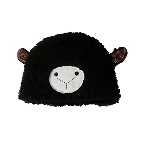 CUTeFiorino Kopfbedeckung Karneval Frauen-Winter-Warmer winddichter Hut-Skireiten-Fleece-Wärmer-Nette Karikatur-Schaf-Ohr-Hut-Nette Kappe für Frauen-Mädchen Lammfell Mütze Herren (Black, One Size) von CUTeFiorino