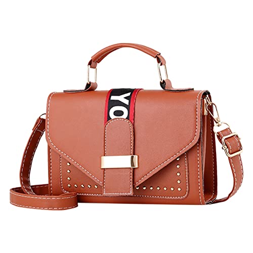 CUTeFiorino Ordner Taschen Crossbody-Geldbörsen für Frauen, lässige Crossbody-Tasche, verstellbarer Riemen, Umhängetasche, kleine quadratische Tasche Lederriemen Für Taschen (Brown, One Size) von CUTeFiorino